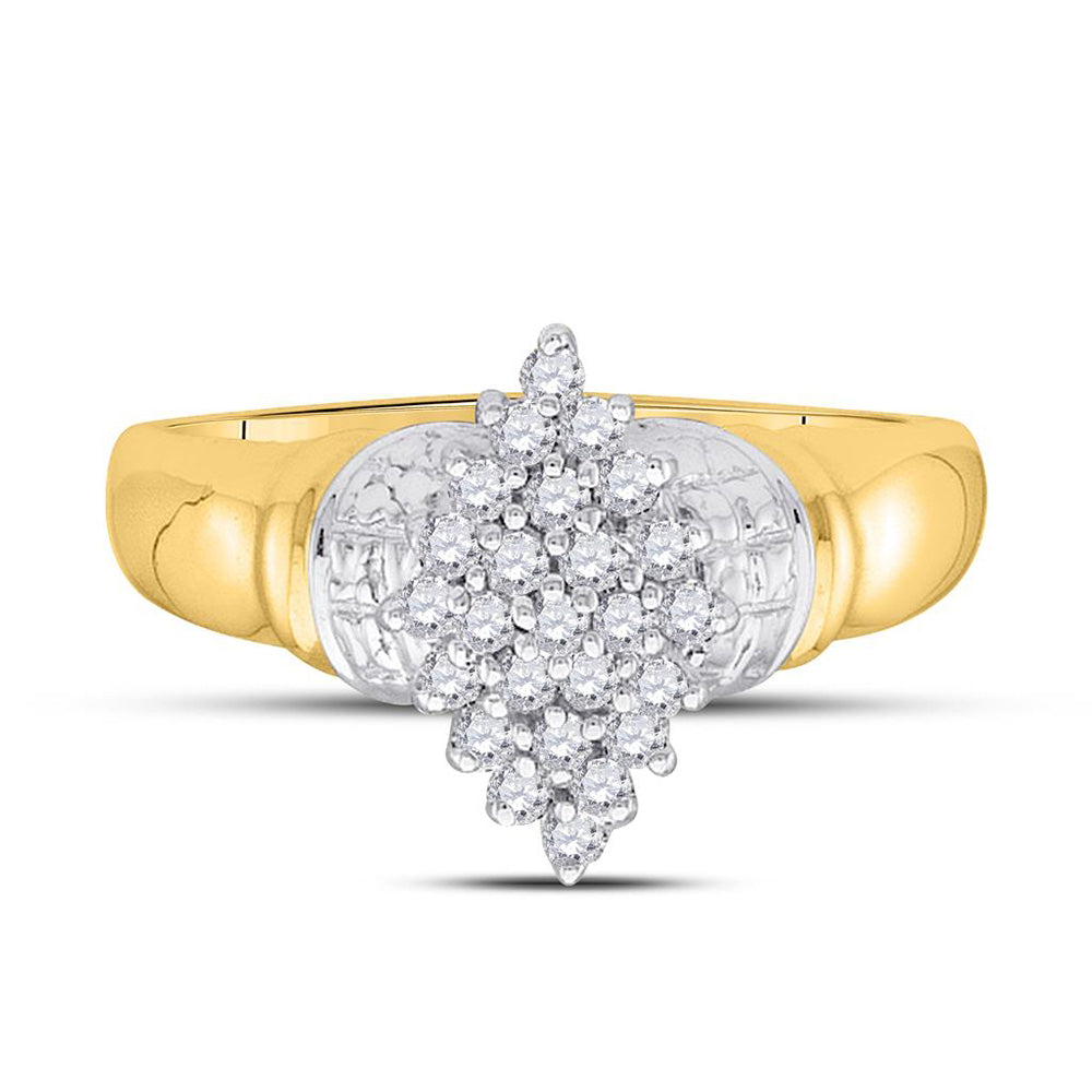 10kt Yellow Gold Womens Round Diamond Oval Cluster Ring 1/4 Cttw