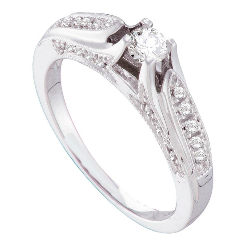 14k White Gold Round Diamond Solitaire Bridal Wedding Engagement Ring 1/3 Cttw