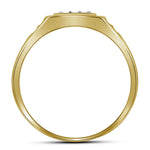 14kt Yellow Gold Mens Round Diamond Square Cluster Ring 1/4 Cttw