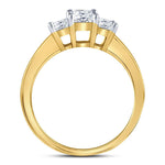 14kt Yellow Gold Princess Diamond 3-stone Bridal Wedding Engagement Ring 3/4 Cttw