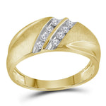 14kt Yellow Gold Mens Round Diamond 2-Row Wedding Band Ring 1/4 Cttw