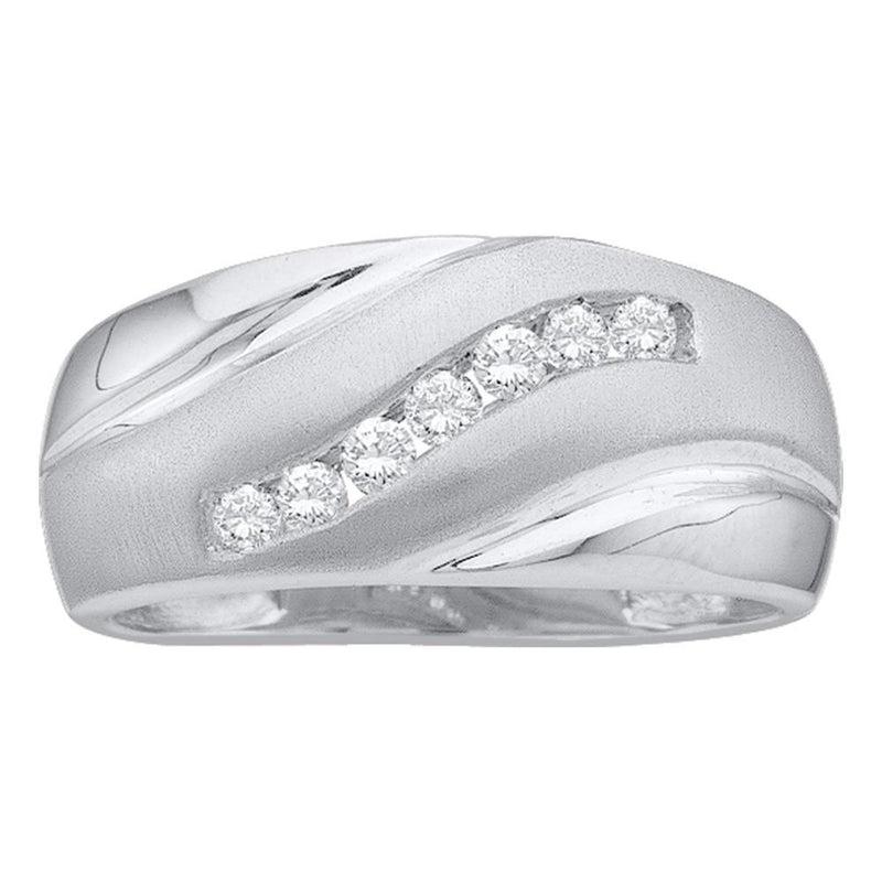 14kt White Gold Mens Round Diamond Band Ring 1/4 Cttw