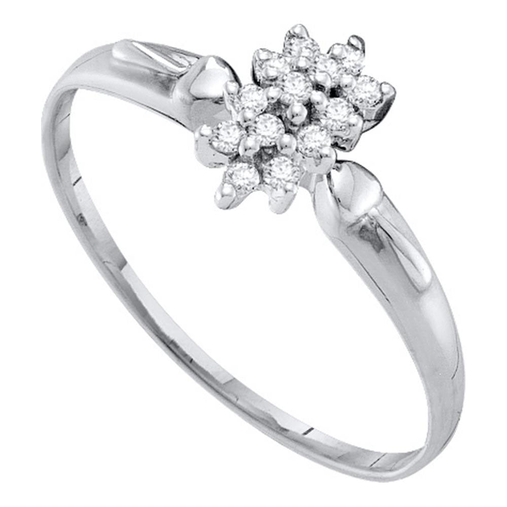 10kt White Gold Womens Round Diamond Cluster Ring 1/6 Cttw