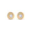 14kt Yellow Gold Womens Round Diamond Solitaire Earrings 1/10 Cttw