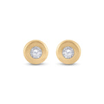 14kt Yellow Gold Womens Round Diamond Solitaire Earrings 1/10 Cttw