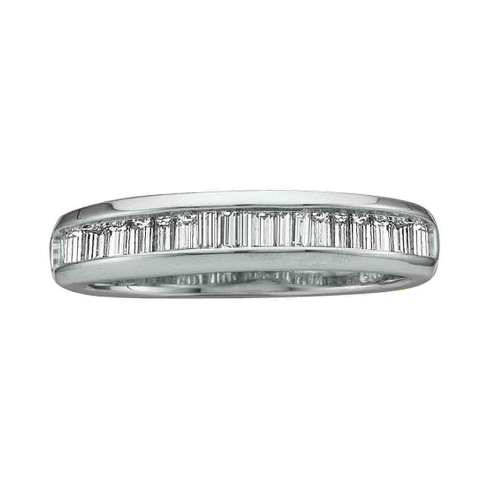 14kt White Gold Womens Baguette Diamond Wedding Band 1/2 Cttw