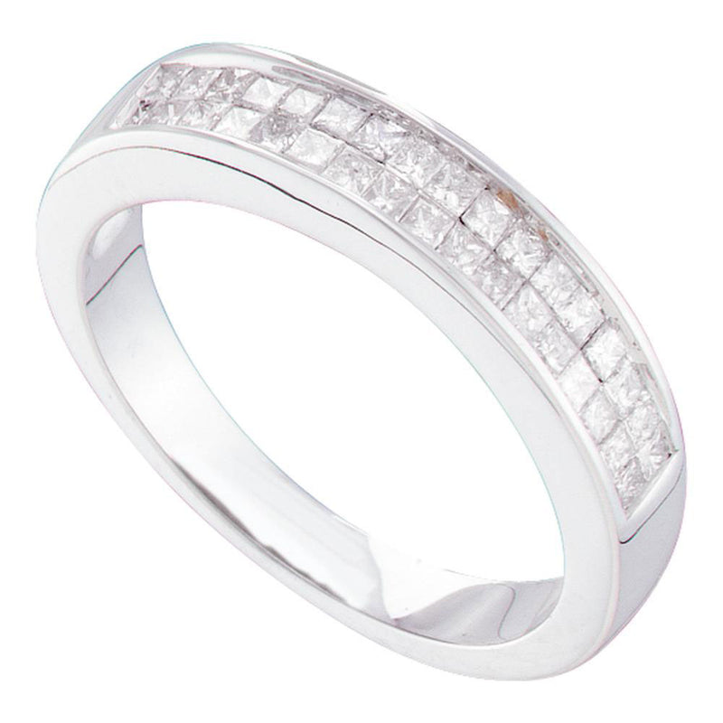 14kt White Gold Womens Princess Diamond Wedding Anniversary Band Ring 1/2 Cttw