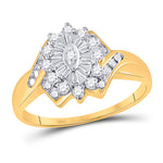 10kt Yellow Gold Womens Round Diamond Cluster Ring 1/4 Cttw