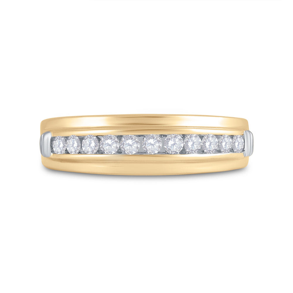 14kt Yellow Gold Mens Round Diamond Wedding Band Ring 1/2 Cttw