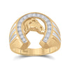 10kt Yellow Gold Mens Round Diamond Horseshoe Ring 1/4 Cttw