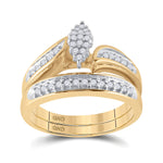 10kt Yellow Gold Round Diamond Bridal Wedding Ring Band Set 1/4 Cttw