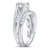 14kt White Gold Princess Diamond Bridal Wedding Ring Band Set 1 Cttw - Size 7