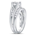 14kt White Gold Princess Diamond Bridal Wedding Ring Band Set 1 Cttw - Size 7