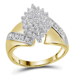 14kt Yellow Gold Womens Round Diamond Cluster Ring 1/2 Cttw