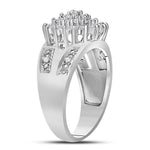 14kt White Gold Womens Round Diamond Oval Cluster Ring 1/2 Cttw