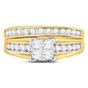 14kt Yellow Gold Princess Diamond Bridal Wedding Ring Band Set 1 Cttw - Size 7