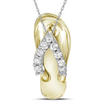 10kt Yellow Gold Womens Round Diamond Flip Flop Sandal Nautical Pendant 1/6 Cttw