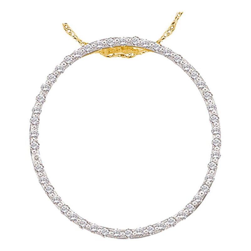 14kt Yellow Gold Womens Round Diamond Circle Pendant 1/2 Cttw