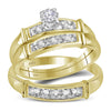 14kt Yellow Gold His Hers Round Diamond Solitaire Matching Wedding Set 1/10 Cttw