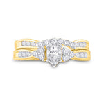 14kt Yellow Gold Marquise Diamond Bridal Wedding Ring Band Set 1/2 Cttw