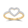 10kt Yellow Gold Womens Round Diamond Heart Ring 1/5 Cttw