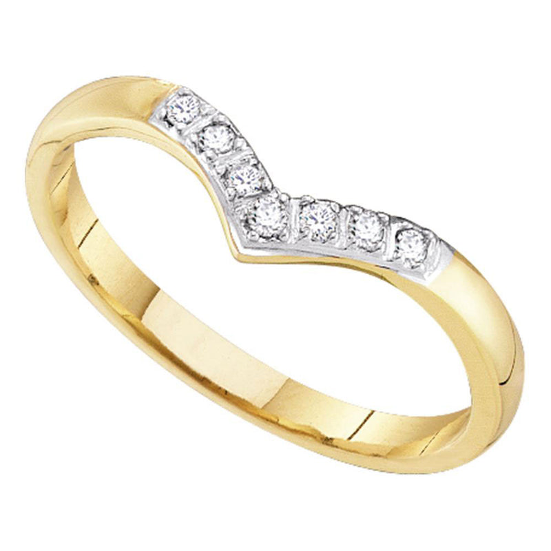 14kt Yellow Gold Womens Round Diamond Chevron Band Ring 1/20 Cttw