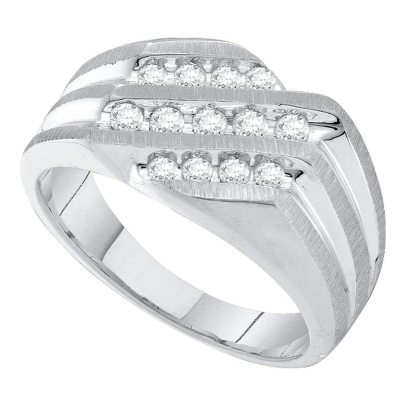 10kt White Gold Mens Round Diamond Band Ring 1/2 Cttw