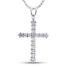 10kt White Gold Womens Round Diamond Cross Pendant 1/4 Cttw