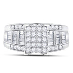 14kt White Gold Princess Diamond Cluster Bridal Wedding Engagement Ring 1 Cttw - Size 8