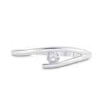 10kt White Gold Womens Round Diamond Solitaire Promise Ring 1/10 Cttw