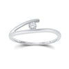 10kt White Gold Womens Round Diamond Solitaire Promise Ring 1/10 Cttw