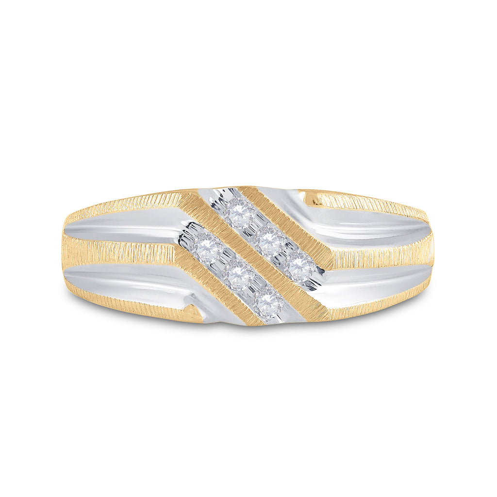 10kt Two-tone Gold Mens Round Diamond Wedding Band Ring 1/8 Cttw