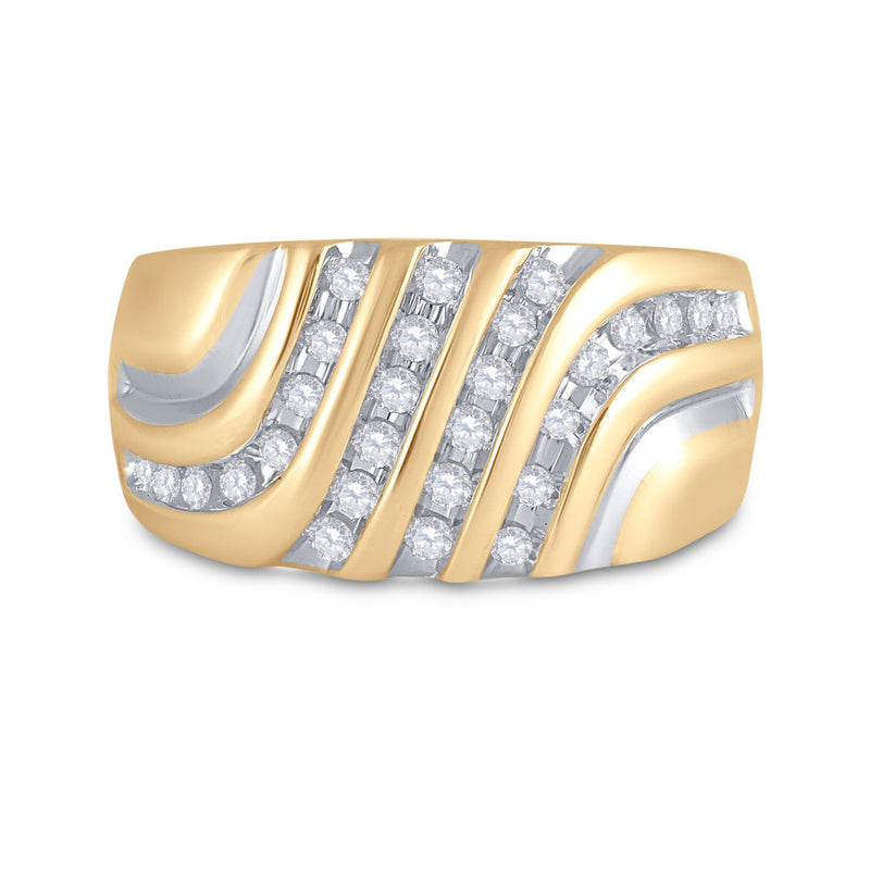 10kt Yellow Gold Mens Round Diamond Band Ring 1/2 Cttw