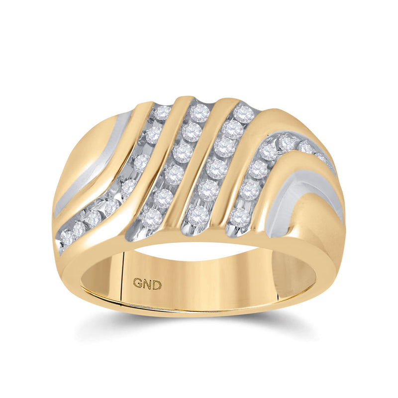 10kt Yellow Gold Mens Round Diamond Band Ring 1/2 Cttw