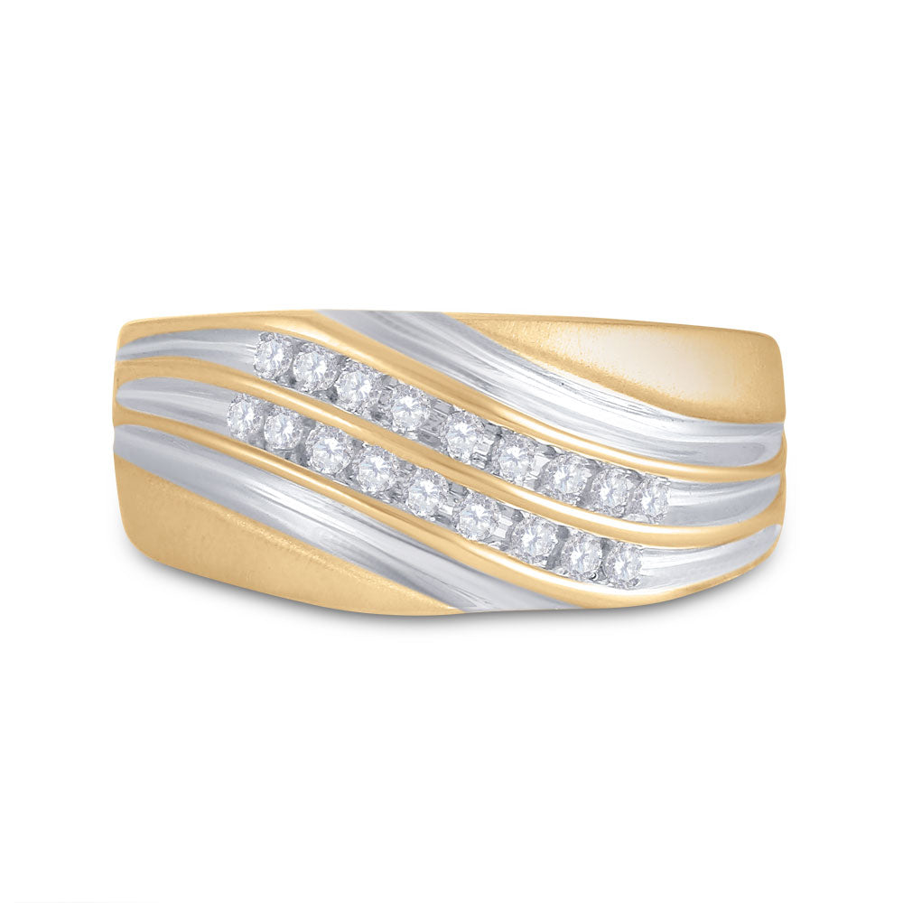 10kt Yellow Gold Mens Round Diamond Wedding Band Ring 1/4 Cttw