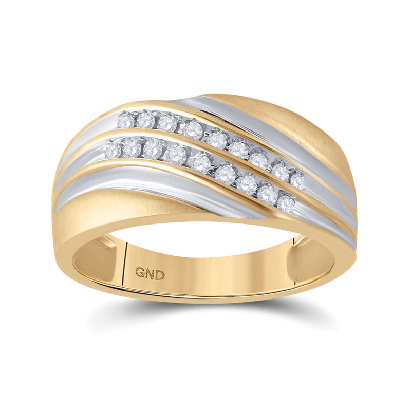 10kt Yellow Gold Mens Round Diamond Wedding Band Ring 1/4 Cttw