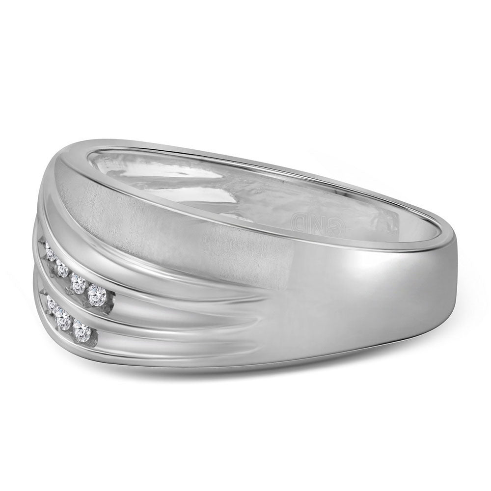 10kt White Gold Mens Round Diamond Wedding Band Ring 1/4 Cttw