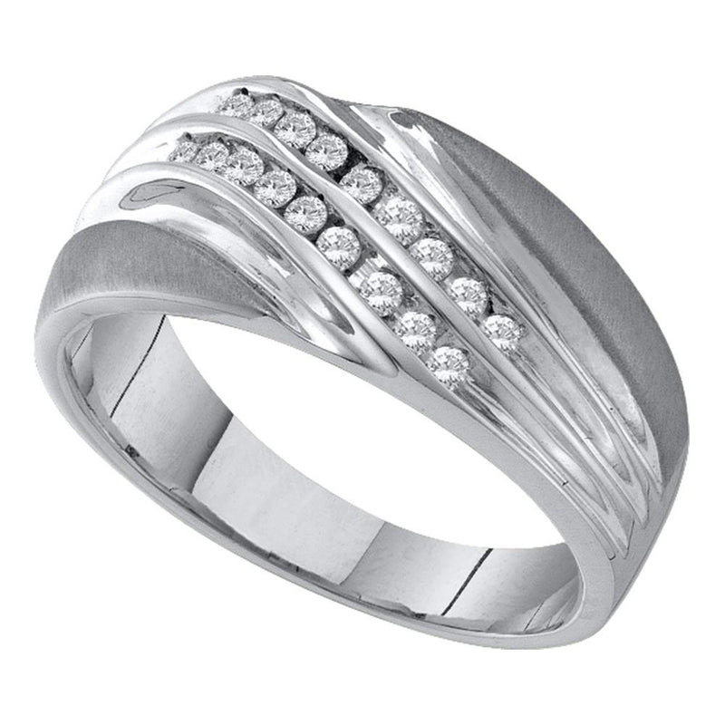 10kt White Gold Mens Round Diamond Wedding Band Ring 1/4 Cttw