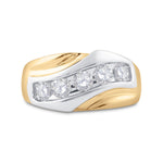 14kt Yellow Gold Mens Round Diamond 5-Stone Band Ring 1 Cttw