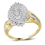 10kt Yellow Gold Womens Round Diamond Oval Cluster Ring 1/2 Cttw