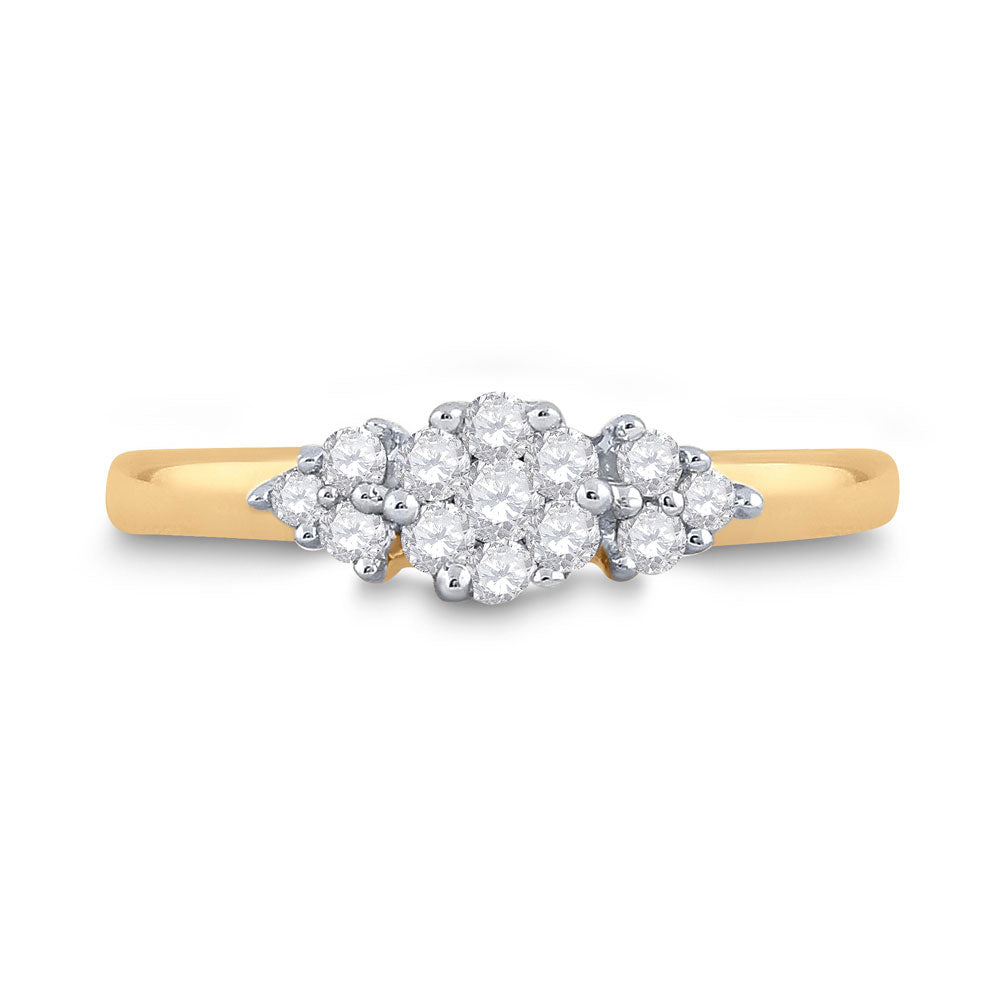 14kt Yellow Gold Womens Round Diamond Cluster Fashion Ring 1/4 Cttw