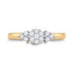 14kt Yellow Gold Womens Round Diamond Cluster Fashion Ring 1/4 Cttw