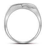 10kt White Gold Mens Round Diamond Diagonal Single Row Wedding Band Ring 1/8 Cttw