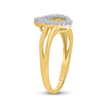 14kt Yellow Gold Womens Round Diamond Double Heart Ring 1/4 Cttw