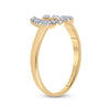 10kt Yellow Gold Womens Round Diamond Lucky Horseshoe Ring 1/20 Cttw