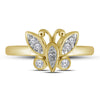 10kt Yellow Gold Womens Round Diamond Butterfly Bug Fashion Ring 1/10 Cttw