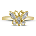 10kt Yellow Gold Womens Round Diamond Butterfly Bug Fashion Ring 1/10 Cttw