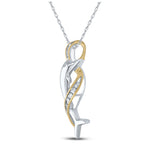 10kt Two-tone Gold Womens Round Diamond Dolphin Pendant 1/20 Cttw