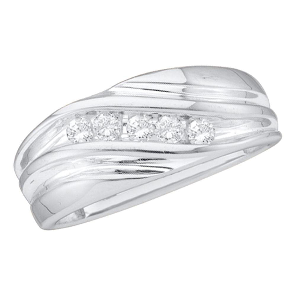 10kt White Gold Mens Round Diamond Wedding Band Ring 1/4 Cttw