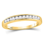 14kt Yellow Gold Womens Round Channel-set Diamond Single Row Wedding Band 1/4 Cttw - Size 6